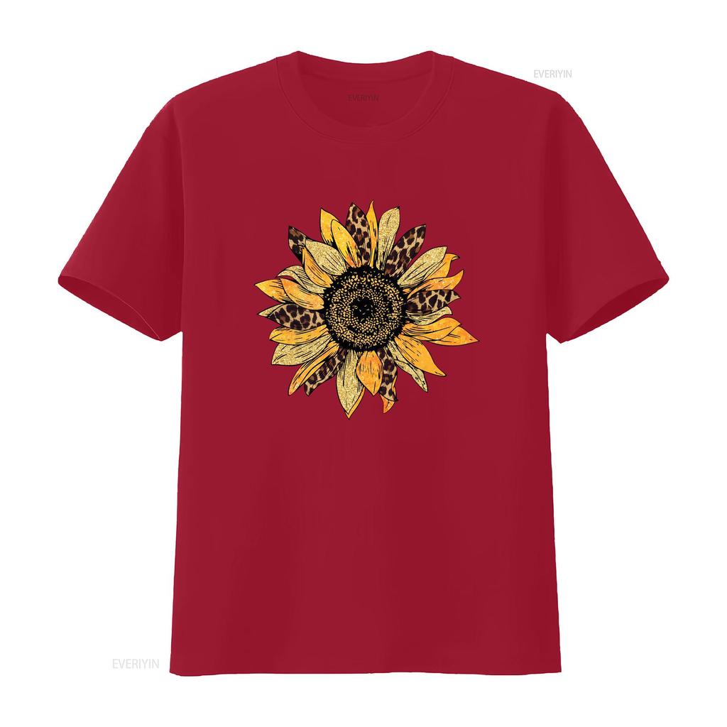 Leopard Sunflower T Shirt Print Botanical Mothers Day Gift Unisexs Flowers Vintage Breathable Comfortable Fashion