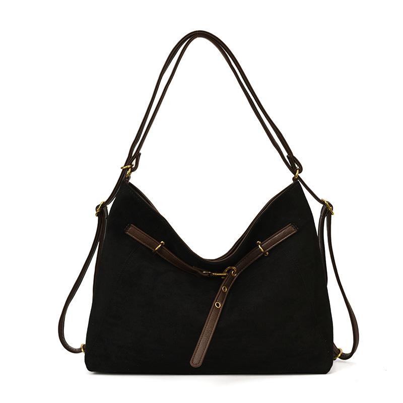 

Suede bag women s large-capacity new autumn and winter leisure shoulder bag commuter tote bag backpack чёрный