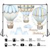 Maßgeschneiderter Süßer Bär Hintergrund Heißluftballon Dschungeltiere Fotografie Hintergrund für Babyparty Geburtstag Kinderzimmer Dekoration