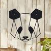 Large Black Iron Panda 1pc Metal Wall Art - Geometric  Design Indoor/for Home, Office, Cafe - Durable Holiday Gift for Christmas