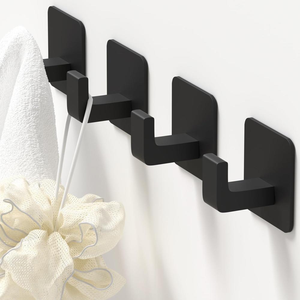 4 Pcs Square Self Adhesive Hooks Adhesive Wall Hooks for Hanging Towel Coats