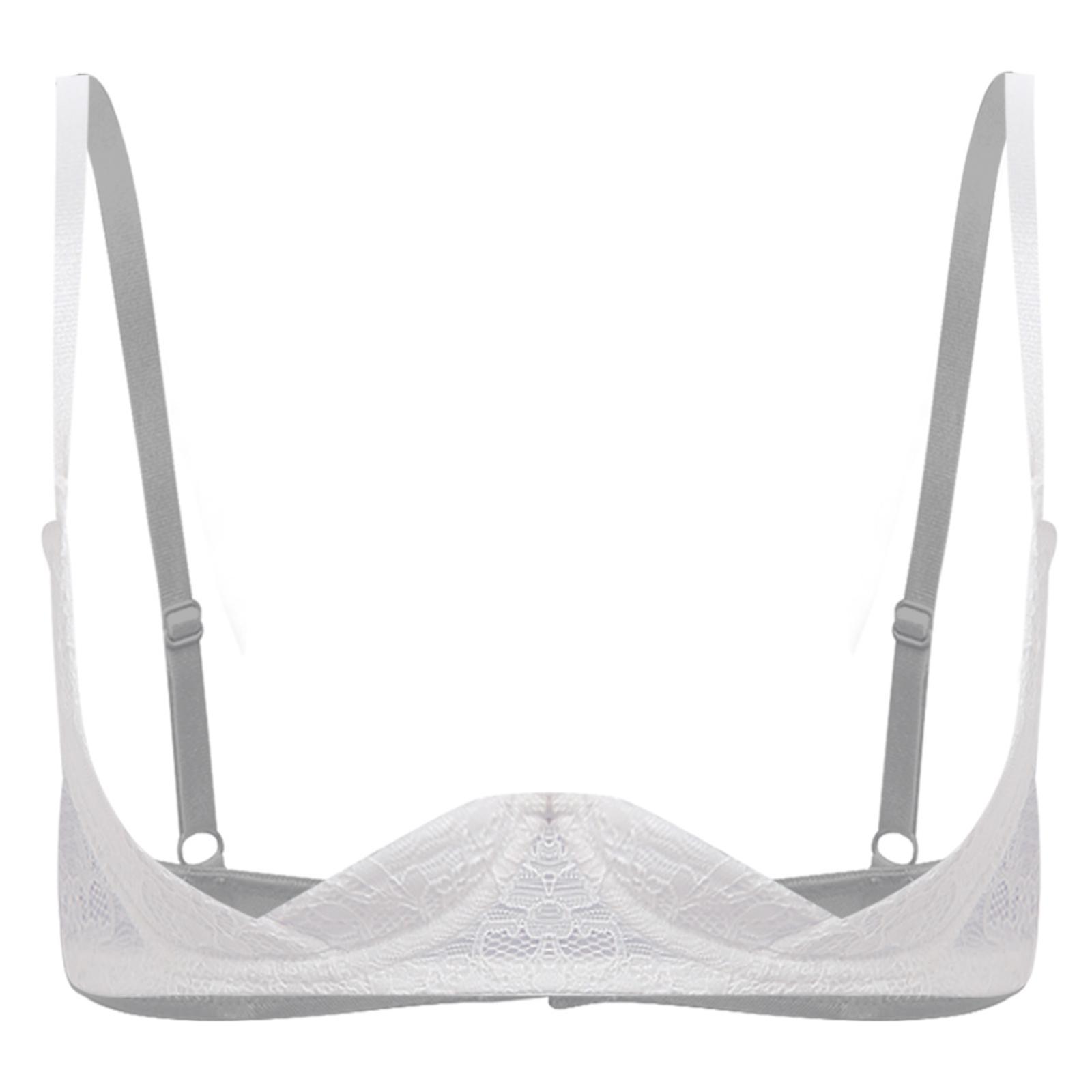 

Жіночий бюстгальтер з квіткового мережива Push Up на кісточках Balconette Bralette Топ-бралет на кісточках Спокусливий топ-білизна M білий