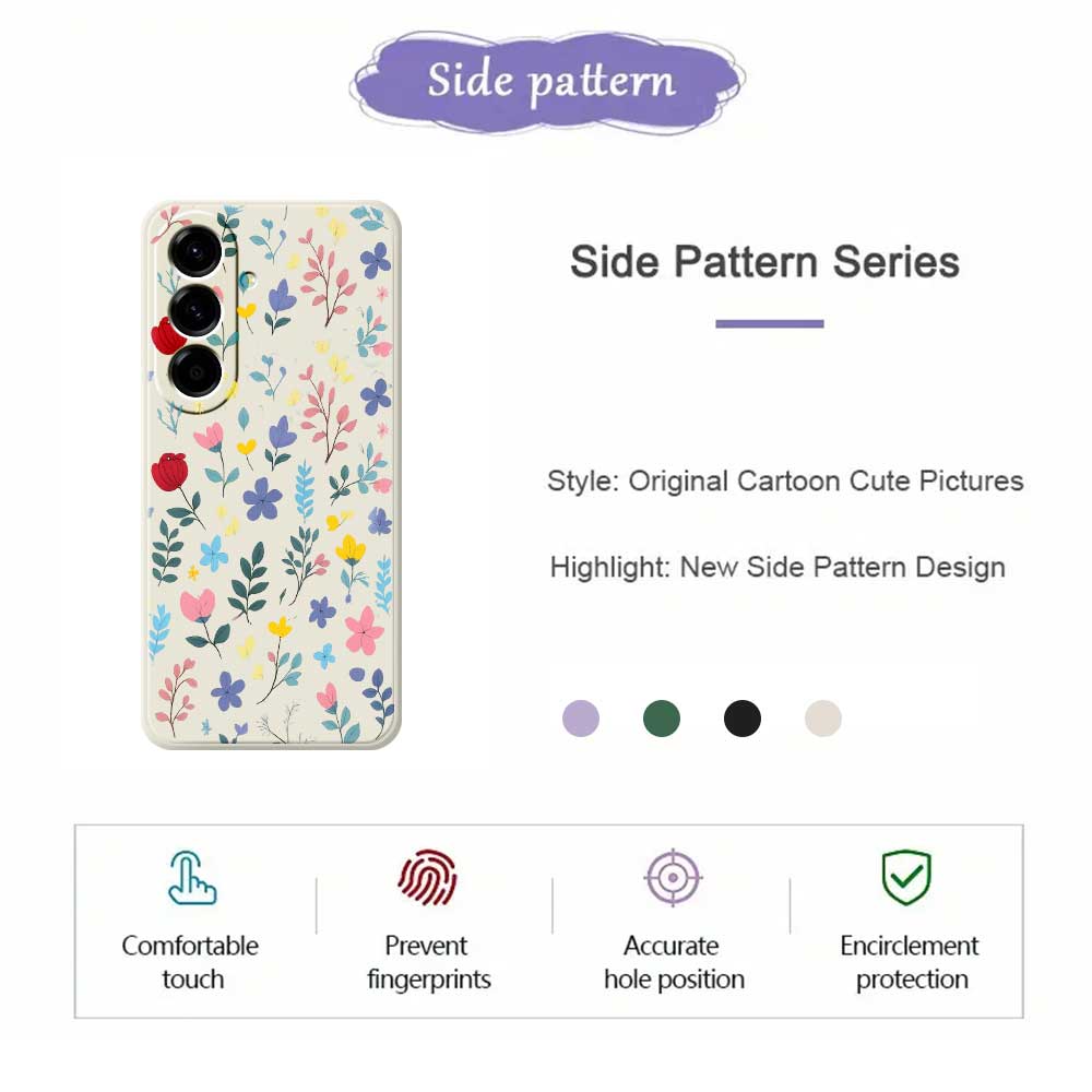 For Samsung Galaxy A56 5G Case Colorful Flower Branches Pattern Printing Straight Edge TPU Phone Back Cover