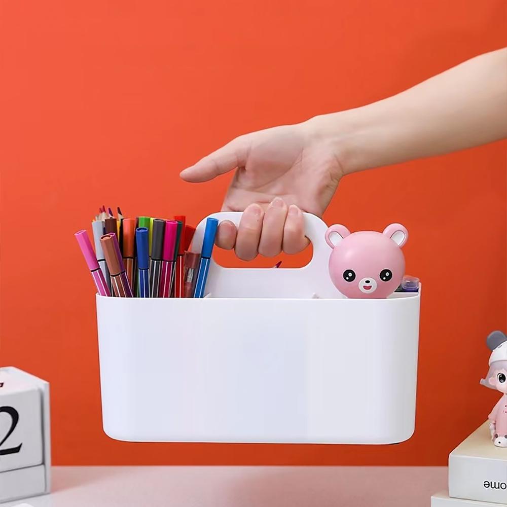 Pen Holder Storage Box Large Capacity Desktop Stationary with Handle Watercolor Marker Caddies Art Supply Storage Holder