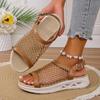 Summer New Round Head Fashion Hollow Soft Sole Mesh Sandals Women's Casual Flat Bottom Buckle Sandals