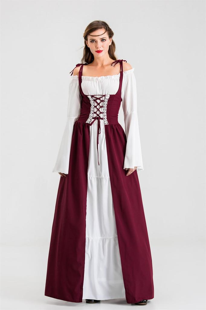 Qichenk Women's Medieval Princess Dress, Western-style, Club Dress, Lace, Stage Costume, Royal Outfit, Luxurious Princess Dress, Perfect for Recitals,