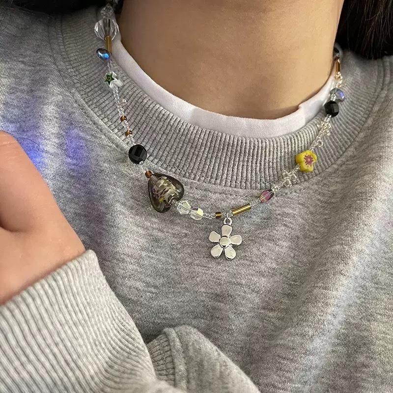 Natural Stone Beaded Auspicious Little Elephant Necklace for Women, High-end Sweater-style Neck Chain Accessory