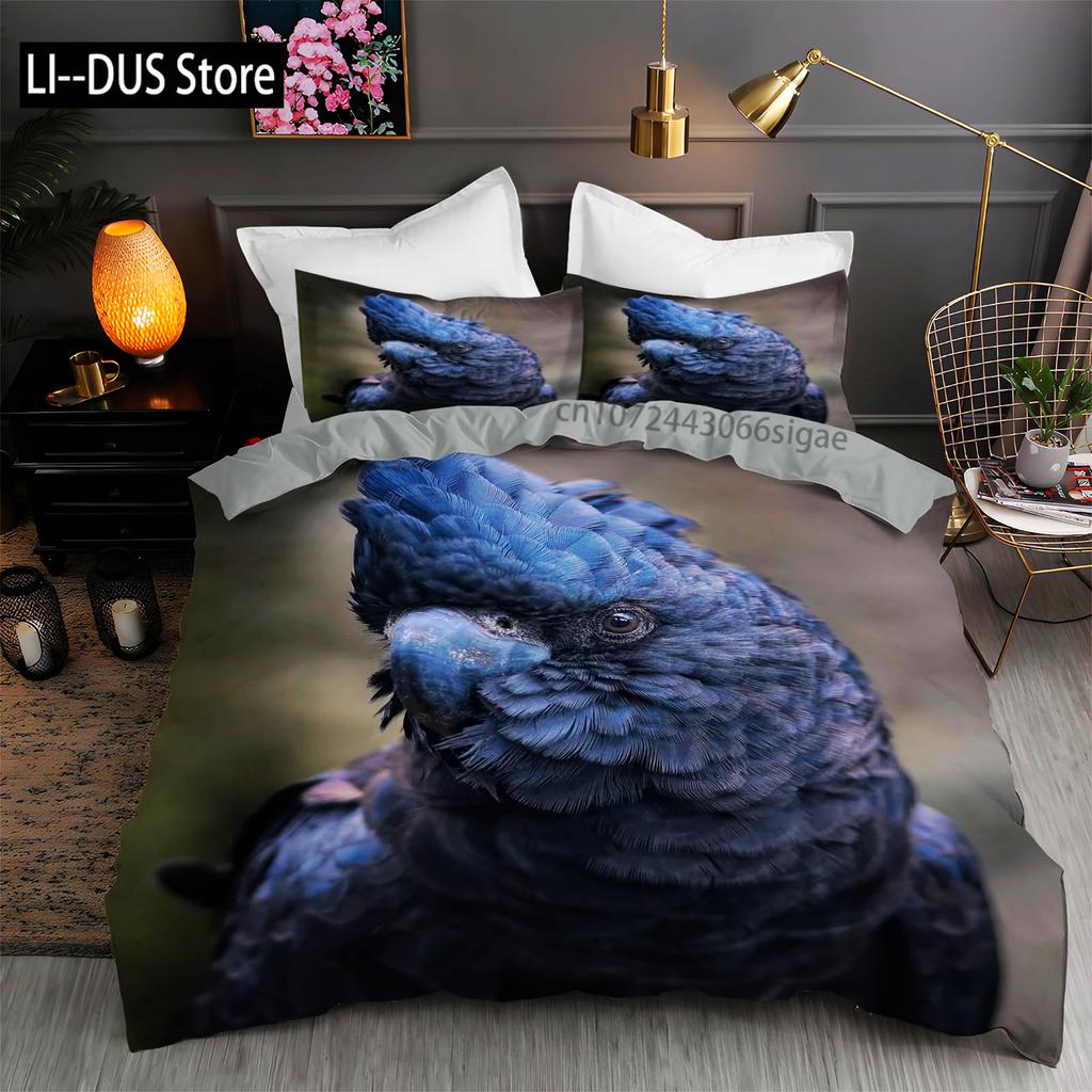 Tropical Comforter Queen Full Size,Parrot Comforter Set,Green Leaves 3pcs Print Duvet Bedding Set 1 Comforter with 2 Pillowcases