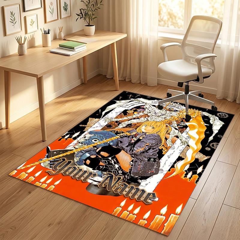 Personalized Crystal Velvet Carpet,Death Note Custom Printed Name, Plush Area Rug For Home Indoor Decor