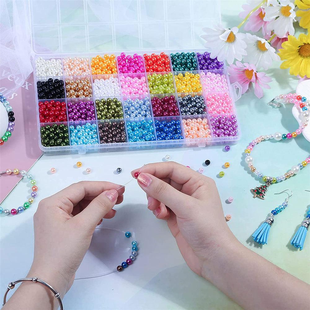 3-10Mm Solid Color Abs Round Perforated Imitation Pearl Handmade Diy Jewelry Beaded Bracelet Earrings Accessories Perforated Beads