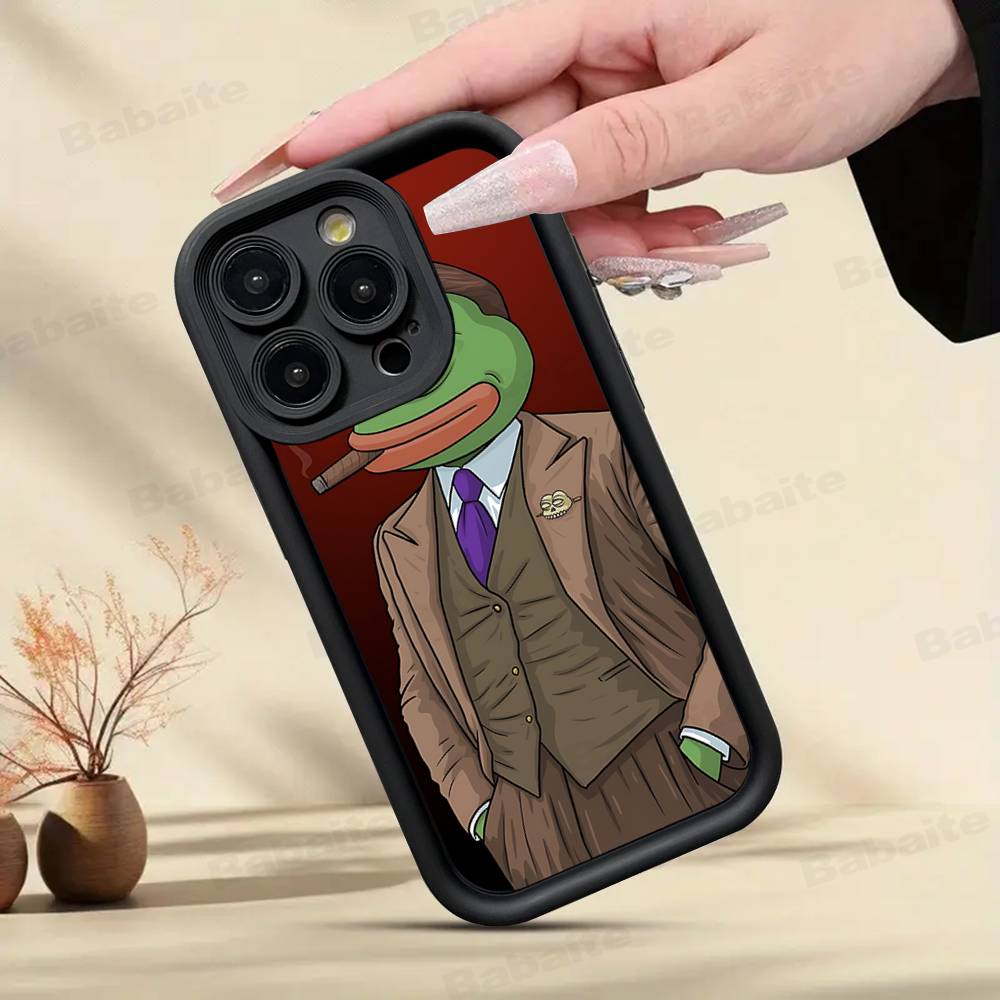 

Чехол для телефона с мультяшным лицом лягушонка P-Pepes Для iPhone 17 16 15 14 13 11 12 Pro Max Plus Защитная задняя крышка iPhone 15 pro
