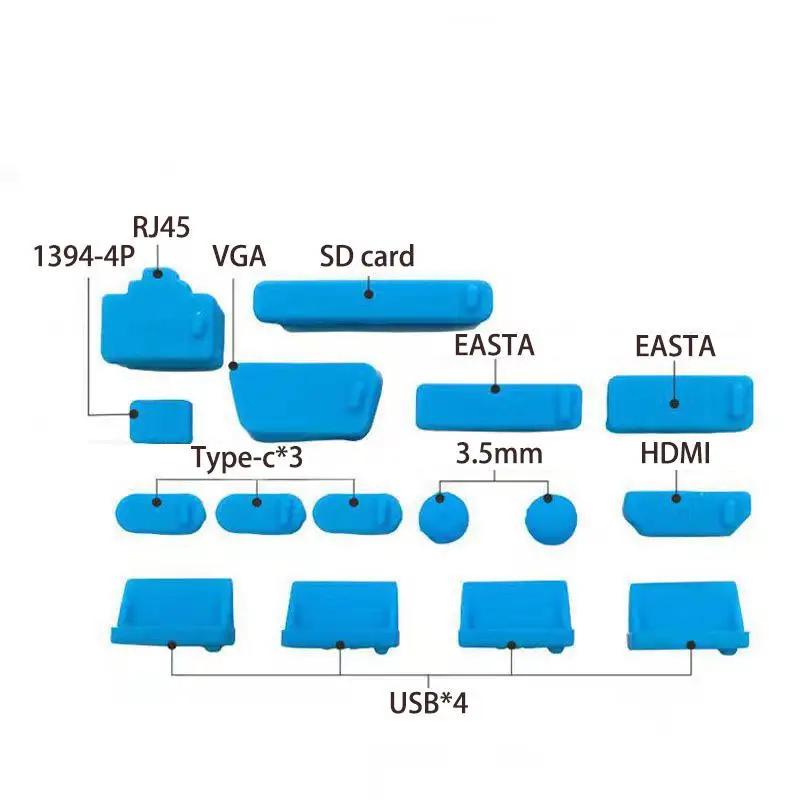 1set/16pcs Silicone Notebook Anti Dust Plug Cover Stopper Type C Laptop Dustproof USB Port HDTV RJ45 Interface waterproof cover2