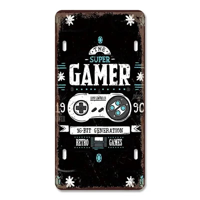 Vintage Video Game License Plate Metal Sign Playstation Gamer Metal Tin Poster For Boys Play Room Workshop Home Wall Art Decor