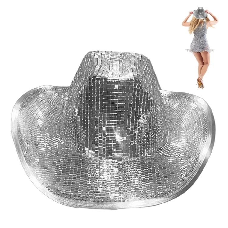 Glitter Mirror Disco Cowboy Hat Stunning Disco Balls Hat Mirror Hat DJs Hat