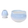 Matcha Bowl and Whisk Holder Ceramic Matcha Mixing Bowl with Spout for Traditional Japanese Tea Ceremony Gradient Blue