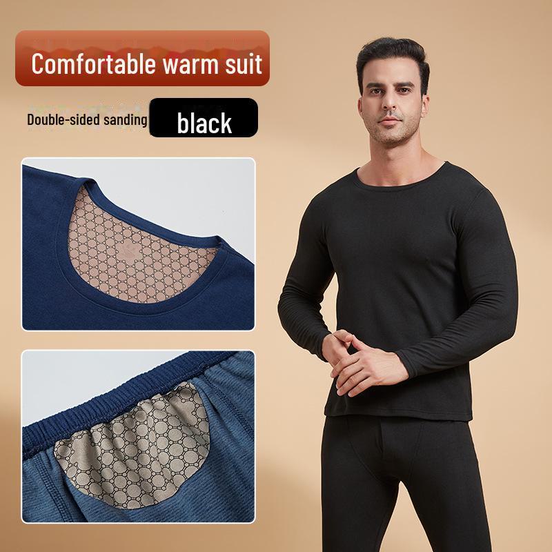 

«Мужской термокомплект с черными и золотыми нашивками»: Нижнее белье осень/зима на бархатной подкладке. 2XL