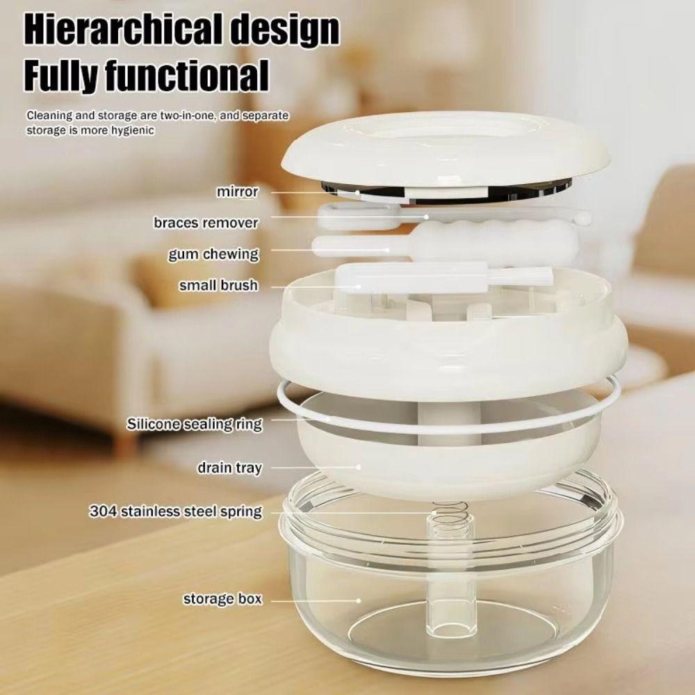 Clear Case Portable Denture Case Elastic Lifting Denture Soak Cup for Clear Braces