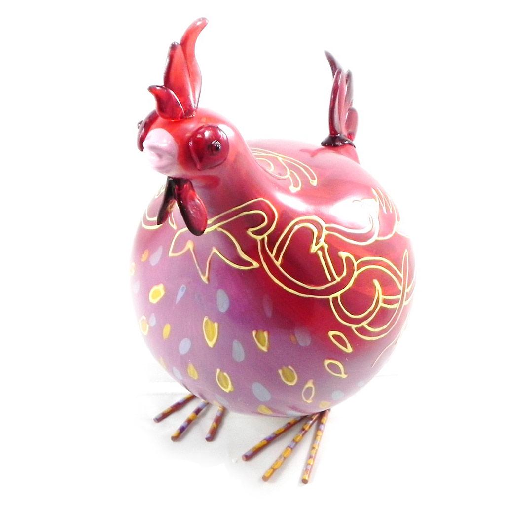 Les Trésors De Lily [I2449] - Rote Designerfigur „Coq Cocorico“ (handbemalt) - 30 cm
