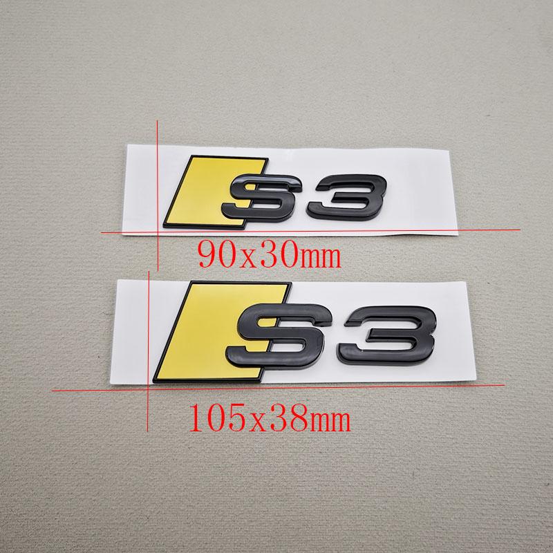 3D ABS Glansende Gul Svart S3 S4 S5 S6 S7 S8 Bilemblem Dekal Merke Klistremerke For Audi A3 A4 A5 A6 A7 A8 Dekorativt Tilbehør