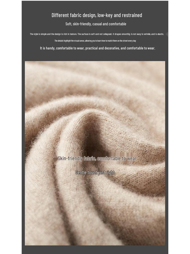 Men's Casual Cashmere Sweater: Half-High Neck, Thin, Long-Sleeved, Fuzzy, Loose Fit for Autumn and Winter