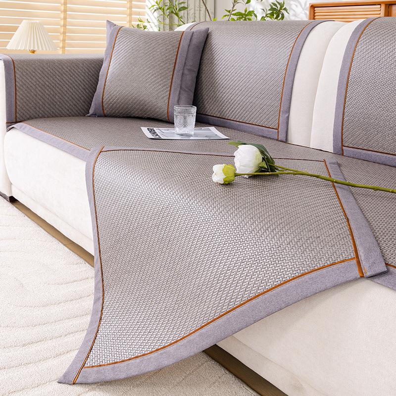 New Rattan Mat Sofa Cushion Summer Summer Mat One Piece Combination Cushion Sofa Cover Cover Cloth