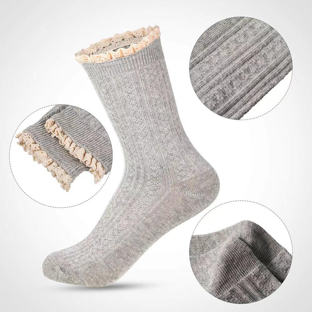 Mori Girl Literary Lace Trim Socks: Korean & British Style, Hollow JK Japanese Academy, Two-Way Ruffle Women's Socks.