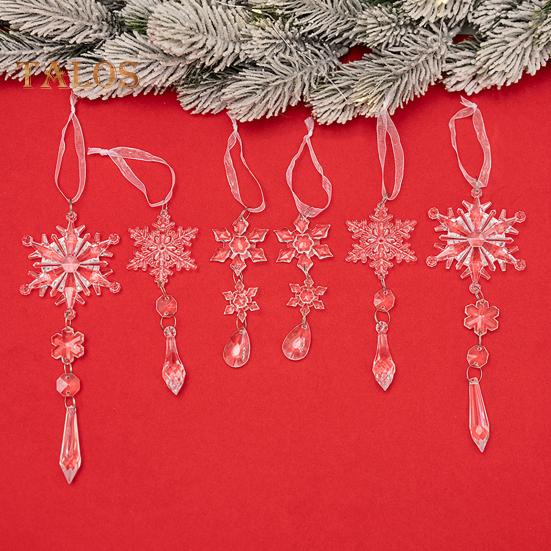6 stk simulerte snøfnugganheng Klar akryl snøfnuggpynt som er lett å henge Faux snøfnuggdekorasjoner til vintereventyrfesten jul