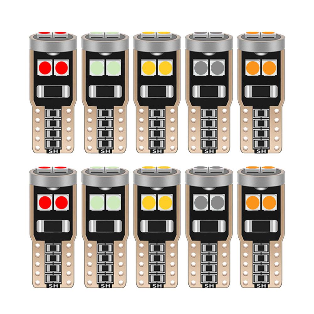 10PCS T10 W5W 3030 6smd Super Bright LED Car Parking Lights WY5W Auto Wedge Turn Side Bulbs Canbus No Error White Red Yellow Bulbs 7
