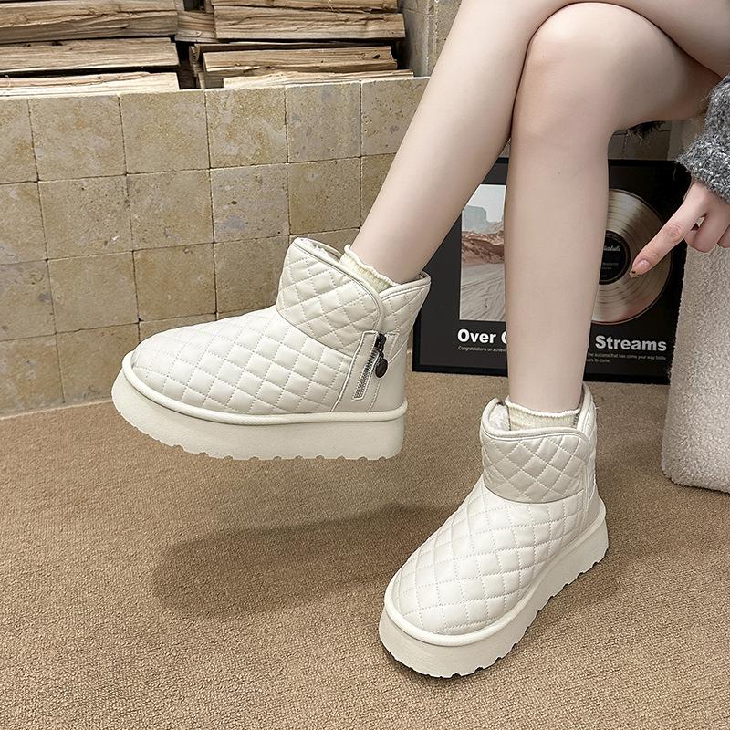 Women's thick-soled fur one winter lightweight warm anti cold padded snow boots non-slip wear casual sneakers cotton boots