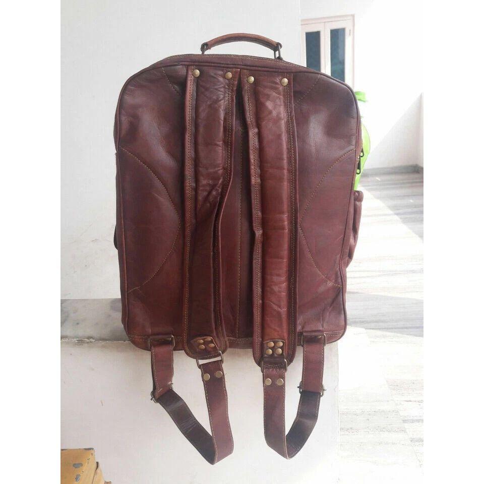 Genuine Leather Brown Backpack Rucksack New Travel Bag For Men's and Women'