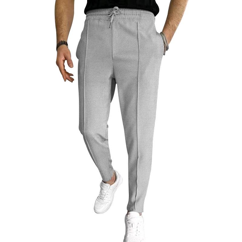 2023 Men's Waffle Drawstring Sports Casual Trousers - European and American Style