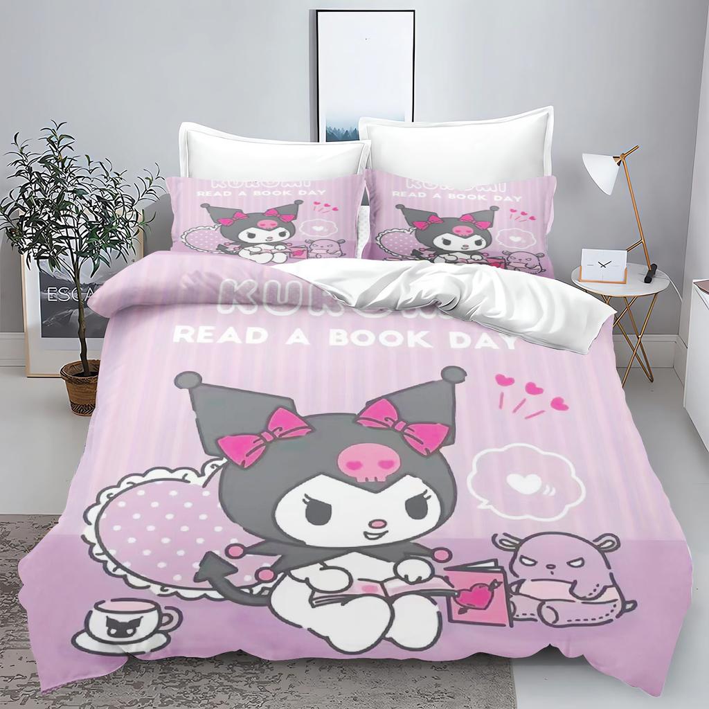 Kuromi My Melody Sanrio Series Printed Bedroom Bedding Set Duvet Cover Christmas Gifts Comforte Cartoon With Pillowcase