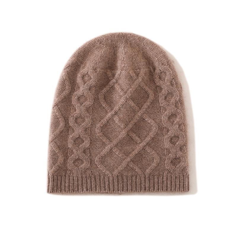Cashmere 2025 Autumn/Winter Women's High-End Cable Knit Thick Warm Casual Fisherman Hat