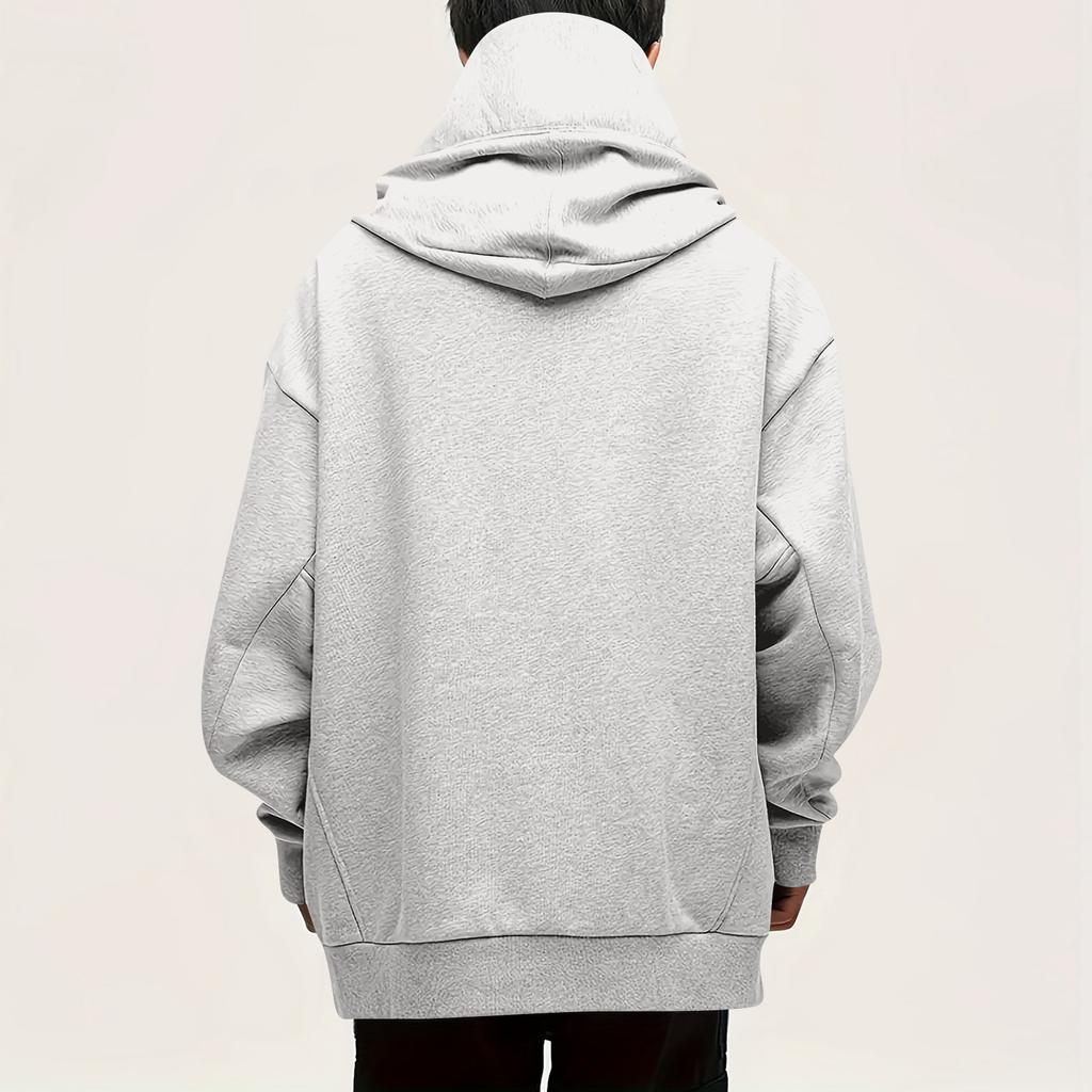 Men's Fashion Solid Color Long Sleeved Hooded Pullover With Pockets Casual Sweatshirt Top