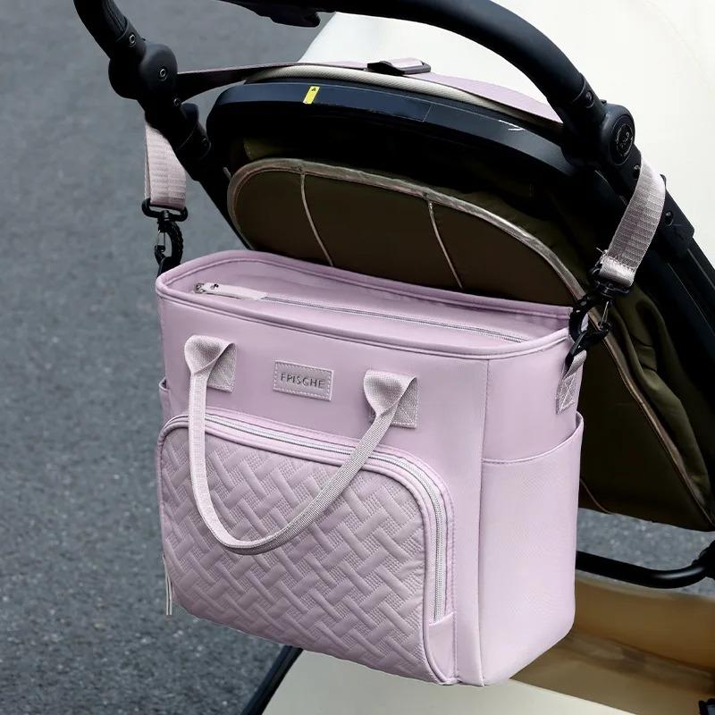 INS Casual Solid Color Large Capacity Premium Diaper Bag Stylish Thermal Tote for Mom Fashion Multifunctional Baby Travel Bag