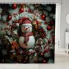 Pink Christmas Bathroom Curtain Cute Kawaii Bowknot Bell Shower Curtain Holiday Wreath Princess Style Bathroom Accessories For