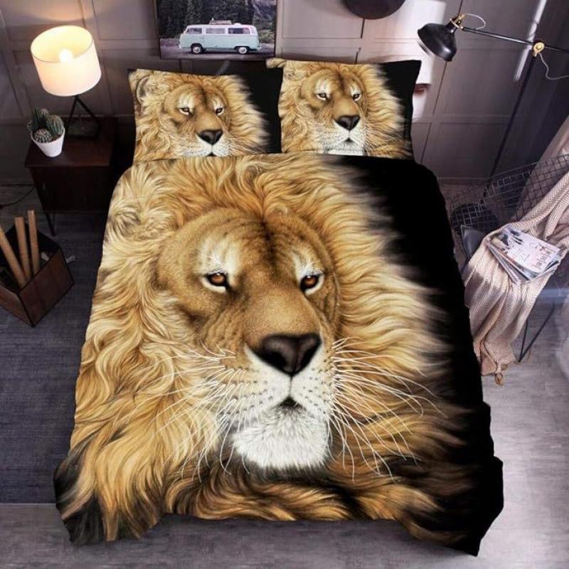 3D Digital Printed Home Textiles Tiger Quilt Sheet, Three-Piece Bedding Kit