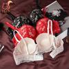 Blommig Spets Push Up BH för Kvinnor Sexig Bygel Vadderad Bralette Justerbara Axelband Plus Size Underklädes-BH