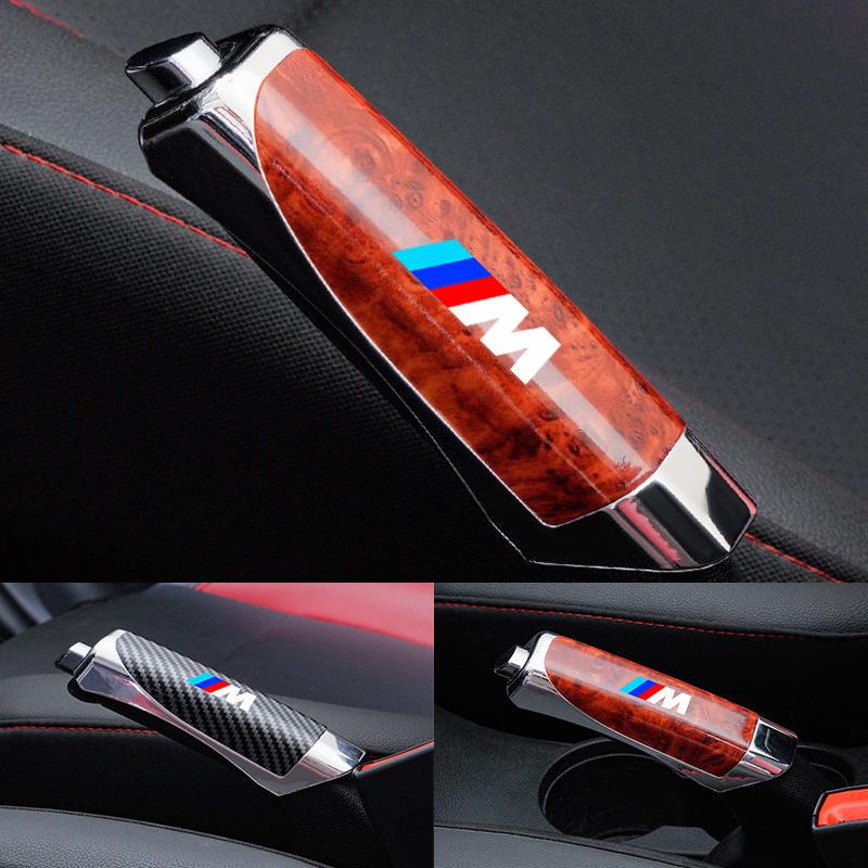 QNLT6 Carbon Fiber Car Leather Handbrake Cover Protective Sleeve Hand Brake Protection Car Interior For BMW M 1 3 5 Series X1 X3 F10