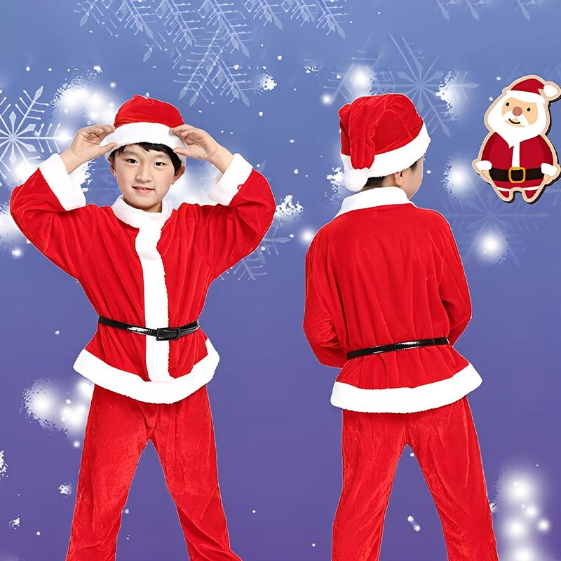 Infant Santa Costume Ultra Soft Linen with Matching Hat for Baby Christmas Family Party Stage Performance C100