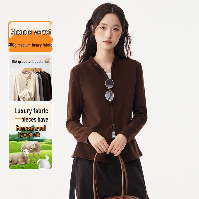 Women's Thickened Double-Sided Fleece Hoodie: Zip-Up, Slim-Fit Cardigan for Autumn & Winter