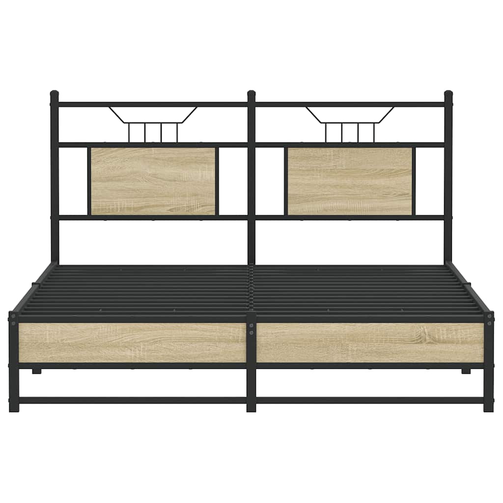 Bed Frame without Mattress Sonoma Oak Finish 140 x 190 cm Engineered Wood
