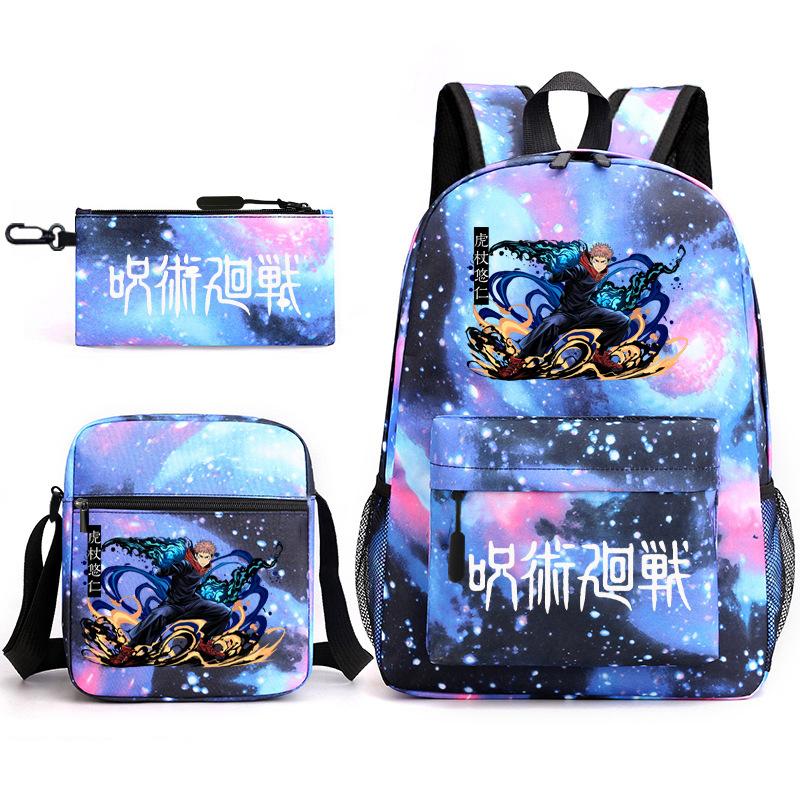Teen Animation Backpack Elementary School Student Fashion School Bag Three-piece Set
