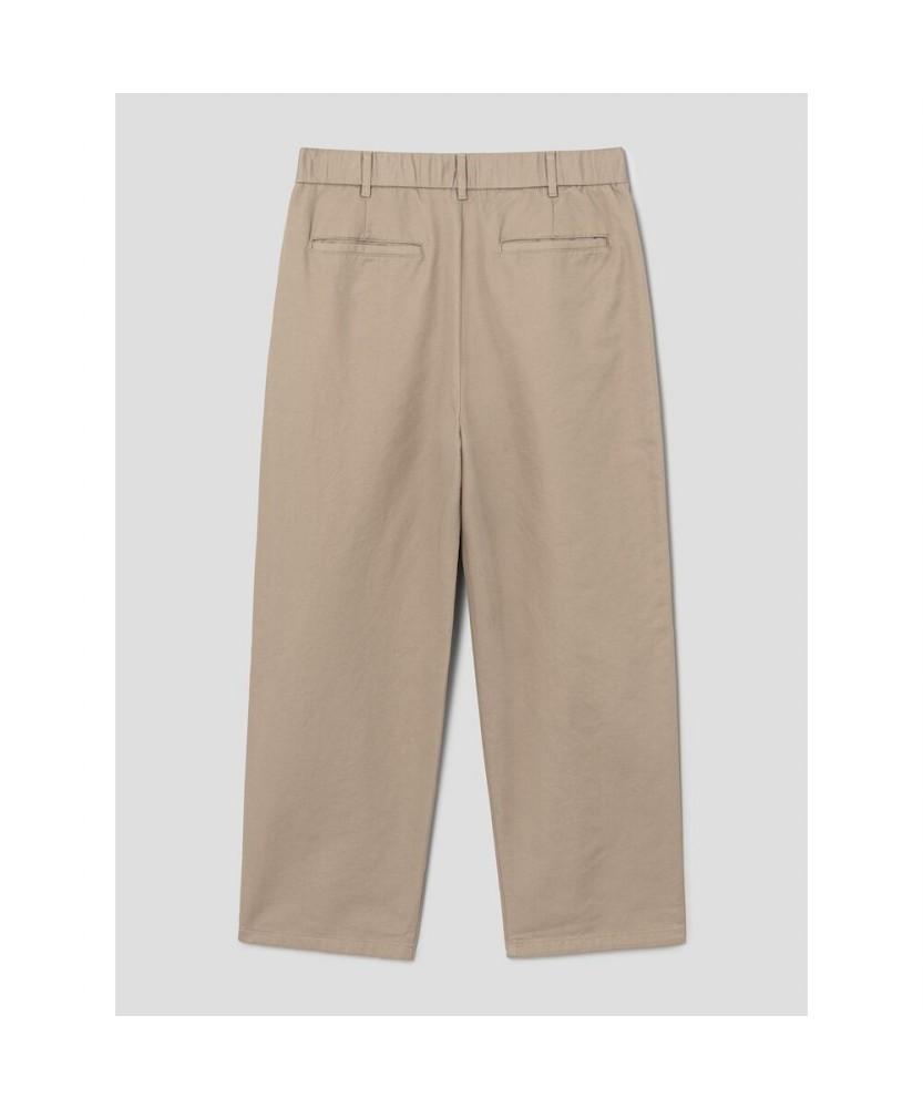 8SECONDS Cotton Wide Fit Half-Band Pants Beige