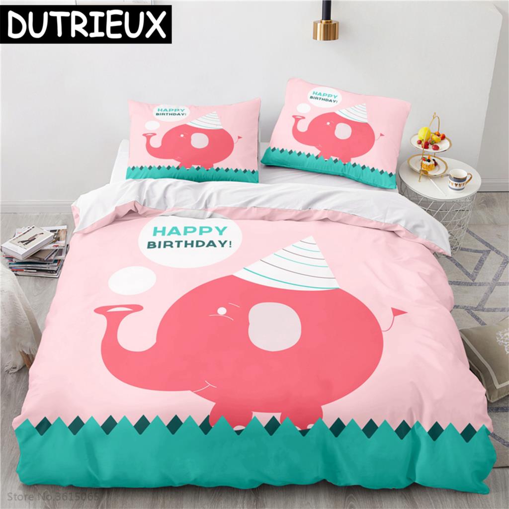 Nordic Cartoon Animal Printed Bedding Set Duvet Cover Children Bedclothes Duvet Cover Sets Pillowcase Twin Full Queen King Size