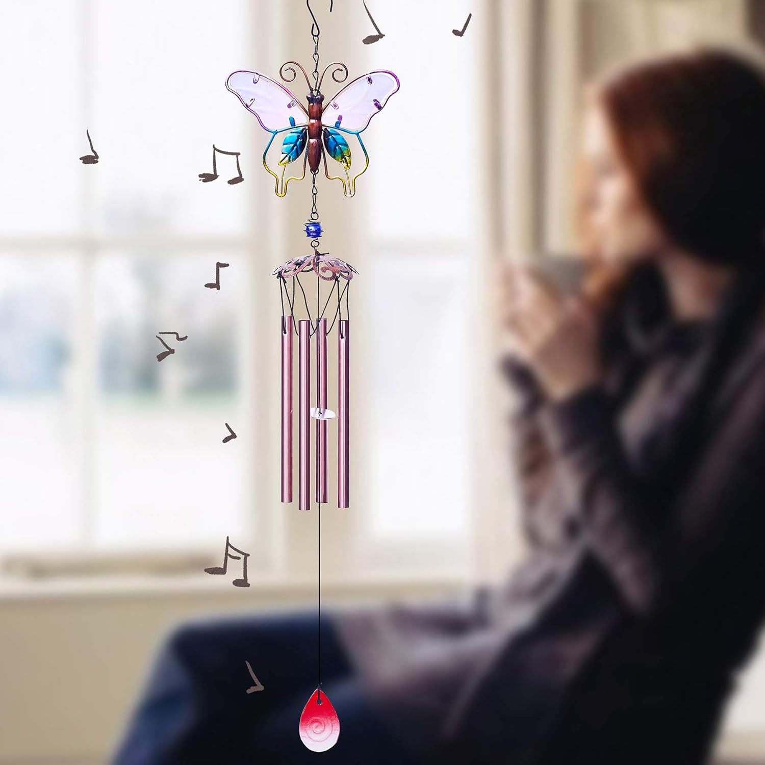 

Layssa Бабочка Колокольчики ветра Уличные/Комнатные Металлические и Витражные Колокольчики ветра 30 для Дома, Вечеринки, Фестивального декора, Сада, Украшения двора