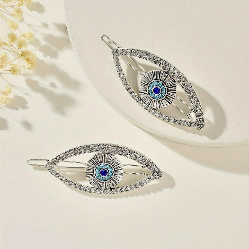 2pcs Punk Style Devil's Eye Spicy Girl's Hair Clip Halloween Carnival Party Role Playing Niche Design Side Clip Hair Accessory