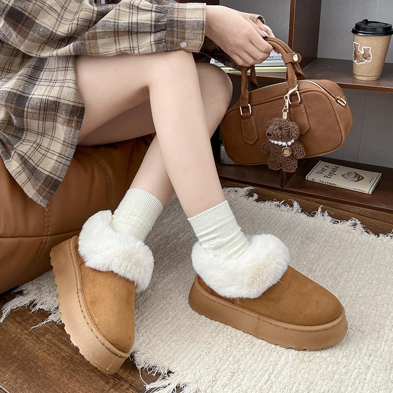 Fashion 2025 New Women's Autumn and Winter Thick Snow Boots Winter New Round Head Suede Anti-slip Wear-resistant Plush Short Boots