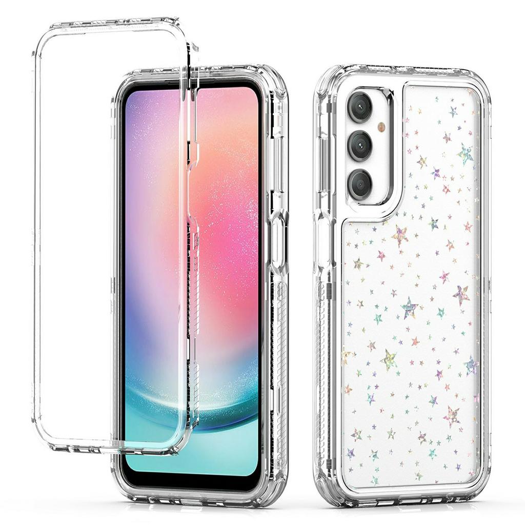 For Samsung Galaxy A24 4G (162.1mm) Case Clear Acrylic TPU Hybrid Phone Cover with Laser-printed Film
