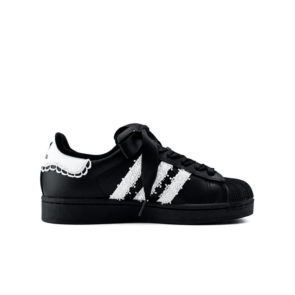 Adidas Originals Superstar 2 Night Star Pattern Abrasion Resistant Low top Skateboard Shoes Women's Black White JI0079(Team581)